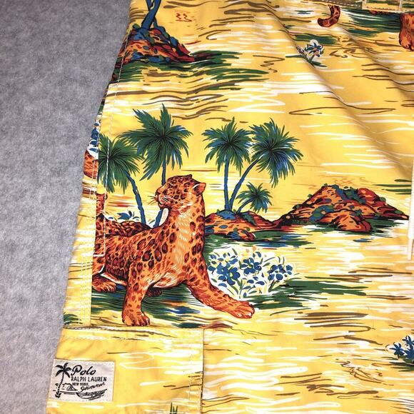 POLO RALPH LAUREN Shorts XL Vtg KAILUA 7.25" TRUNK BOARD Shorts Leopard Lined - Picture 3 of 13